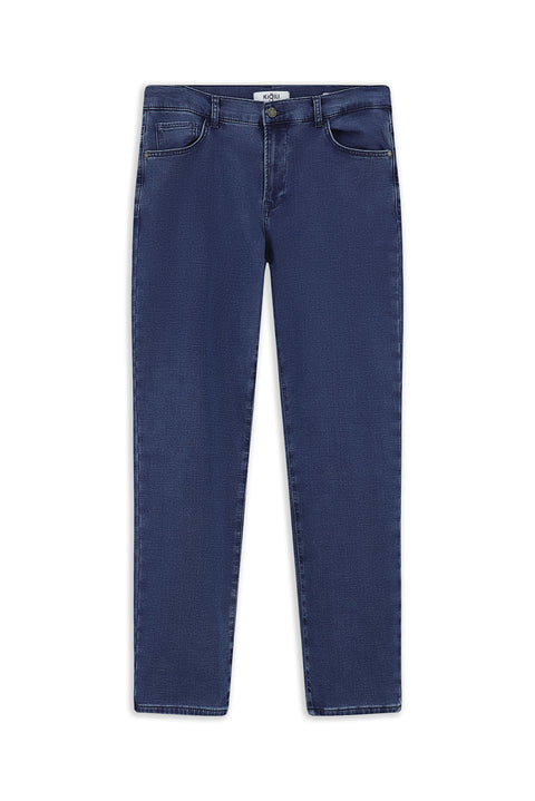 Indigo Regular Fit Standard Cut Cotton Denim Look Trousers