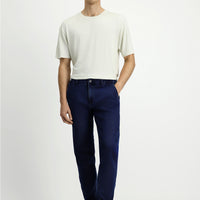 Dark Navy Regular Fit Standard Cut Cotton Denim Look Trousers