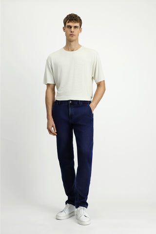  Koyu Lacivert Regular Fit Standart Kesim Pamuklu Denim Look Pantolon