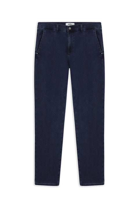 Dark Navy Regular Fit Standard Cut Cotton Denim Look Trousers