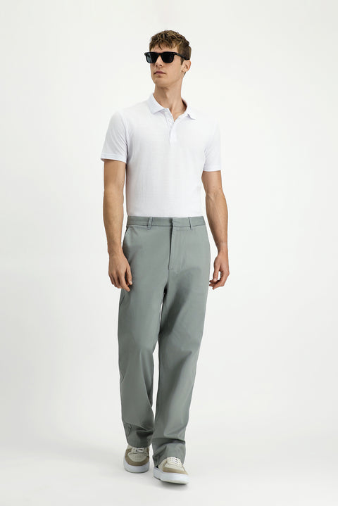Light Smoke Regular Fit Standard Cut Lycra Canvas / Chino Pants