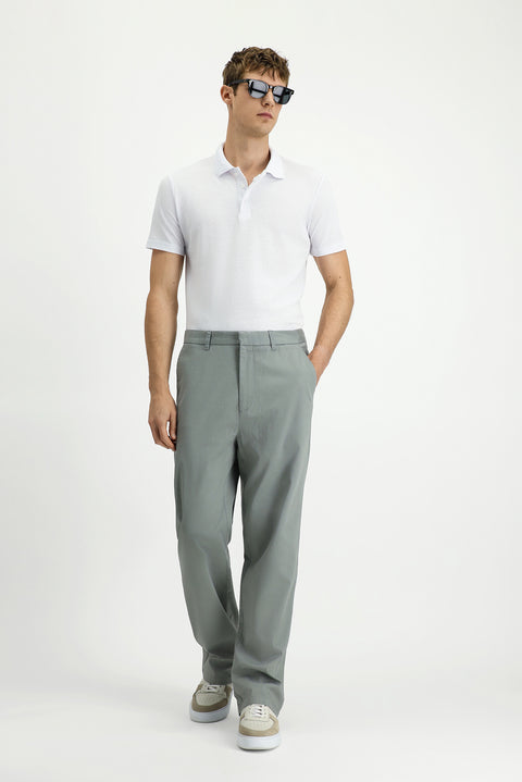 Light Smoke Regular Fit Standard Cut Lycra Canvas / Chino Pants