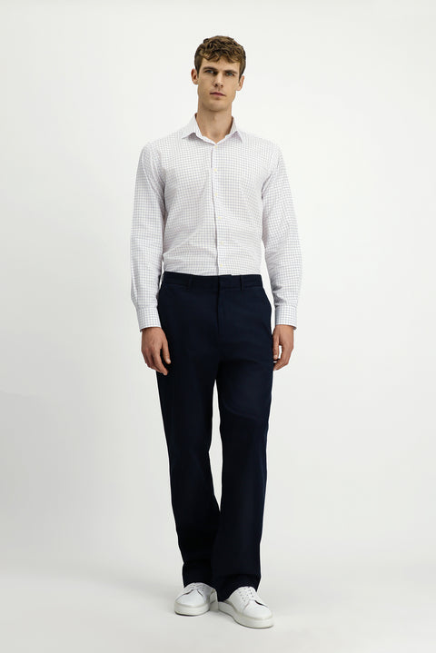 Dark Navy Regular Fit Standard Cut Lycra Canvas / Chino Trousers