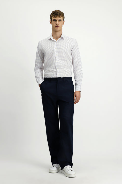 Dark Navy Regular Fit Standard Cut Lycra Canvas / Chino Trousers