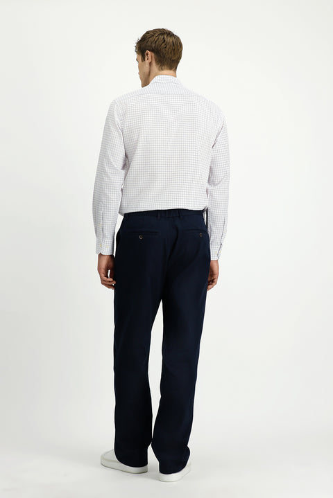 Dark Navy Regular Fit Standard Cut Lycra Canvas / Chino Trousers