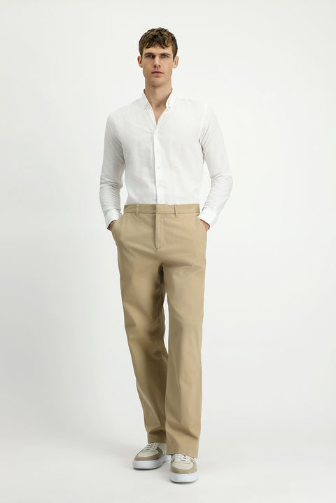 Açık Bej Regular Fit Standart Kesim Likralı Kanvas / Chino Pantolon