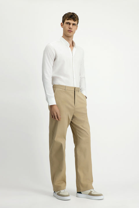 Açık Bej Regular Fit Standart Kesim Likralı Kanvas / Chino Pantolon