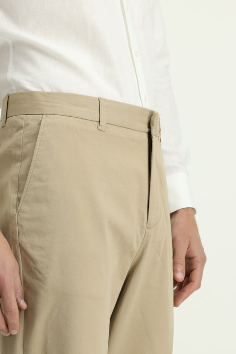 Açık Bej Regular Fit Standart Kesim Likralı Kanvas / Chino Pantolon