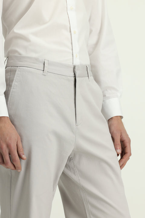 Stone Regular Fit Standard Cut Lycra Canvas / Chino Trousers