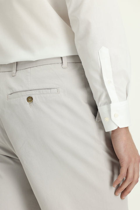 Stone Regular Fit Standard Cut Lycra Canvas / Chino Trousers