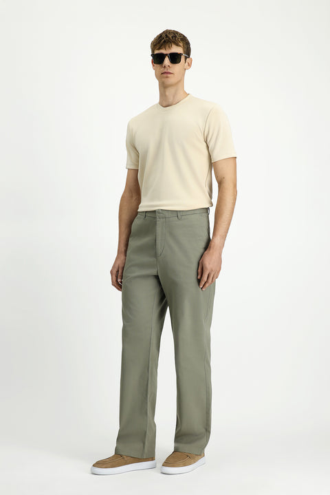 Çağla Yeşili Regular Fit Standart Kesim Likralı Kanvas / Chino Pantolon