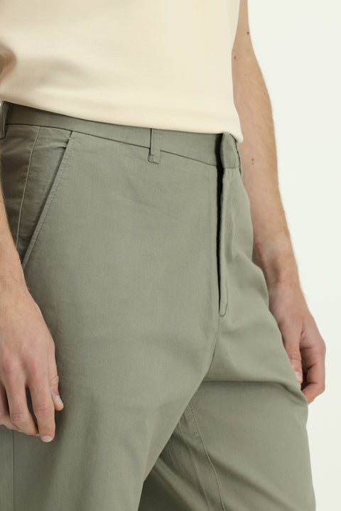 Çağla Yeşili Regular Fit Standart Kesim Likralı Kanvas / Chino Pantolon