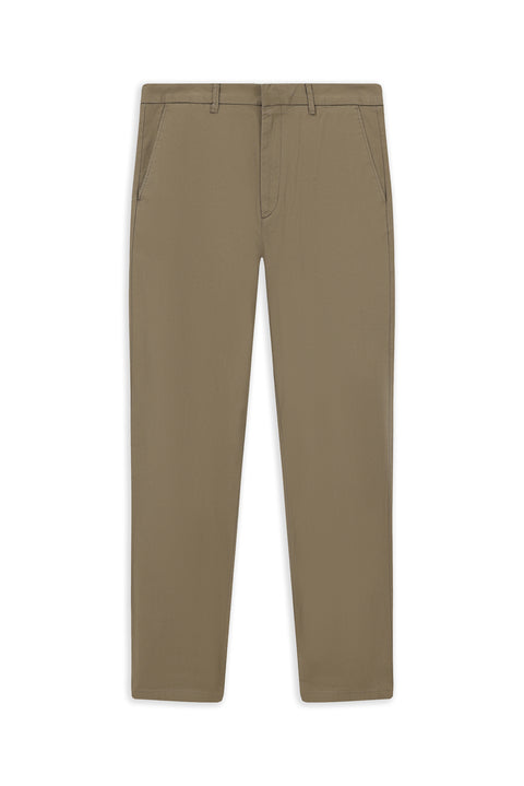 Dark Mink Regular Fit Standard Cut Lycra Canvas / Chino Trousers
