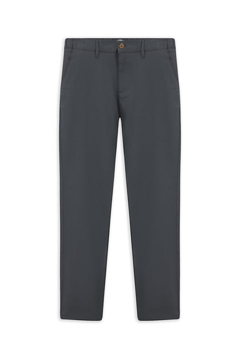 Koyu Füme Slim Fit Dar Kesim Beli Lastikli Likralı Kanvas / Chino Pantolon