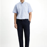 Dark Navy Blue Slim Fit Elasticated Waist Stretchy Canvas / Chino Trousers
