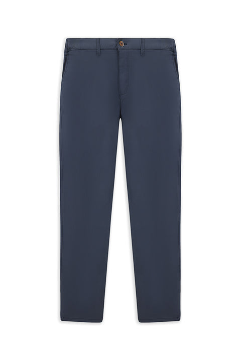 Indigo Slim Fit Narrow Cut Elastic Waist Stretchy Canvas / Chino Trousers