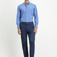 Indigo Slim Fit Narrow Cut Elastic Waist Stretchy Canvas / Chino Trousers