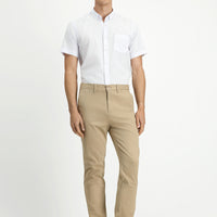 Açık Bej Slim Fit Dar Kesim Beli Lastikli Likralı Kanvas / Chino Pantolon