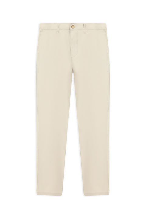 Cream Slim Fit Skinny Elasticated Waist Stretchy Canvas / Chino Trousers