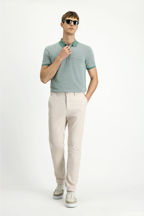 Cream Slim Fit Skinny Elasticated Waist Stretchy Canvas / Chino Trousers