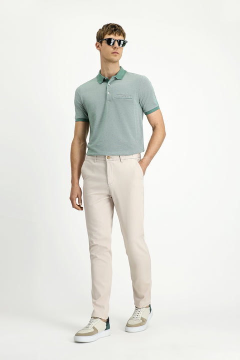 Cream Slim Fit Skinny Elasticated Waist Stretchy Canvas / Chino Trousers