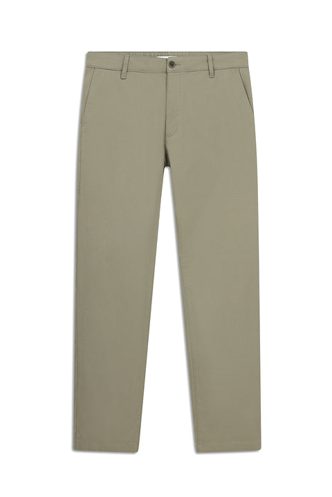 Orta Haki Slim Fit Dar Kesim Beli Lastikli Likralı Kanvas / Chino Pantolon