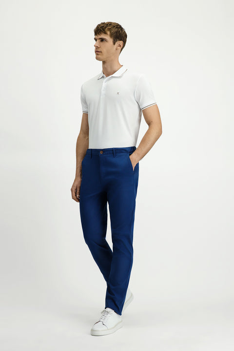 Orta Petrol Slim Fit Dar Kesim Beli Lastikli Likralı Kanvas / Chino Pantolon
