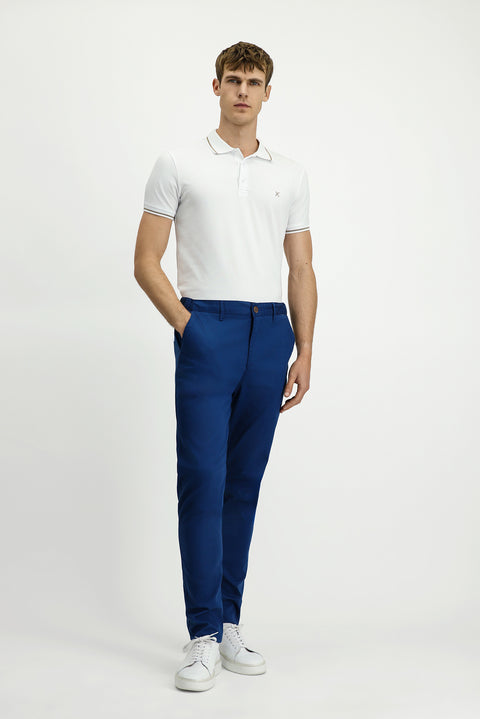 Orta Petrol Slim Fit Dar Kesim Beli Lastikli Likralı Kanvas / Chino Pantolon