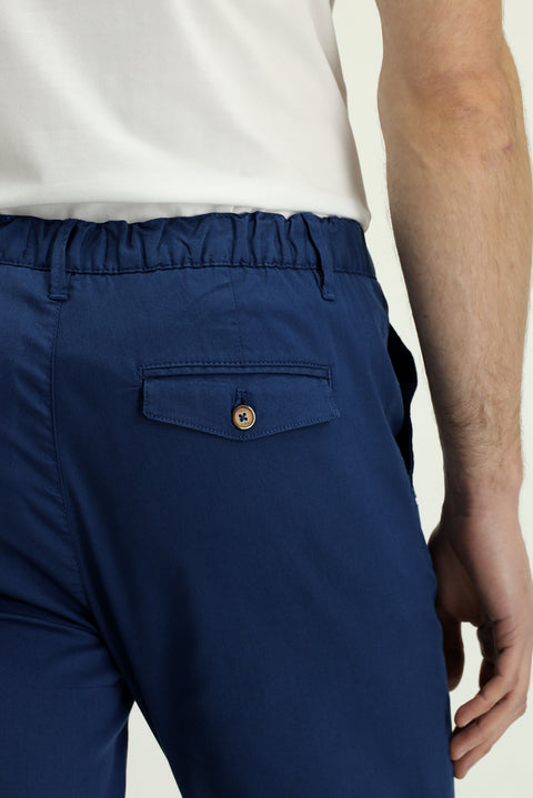 Orta Petrol Slim Fit Dar Kesim Beli Lastikli Likralı Kanvas / Chino Pantolon