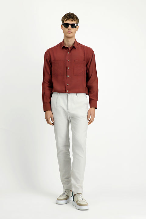 Stone Regular Fit Standard Cut Cotton Canvas / Chino Trousers