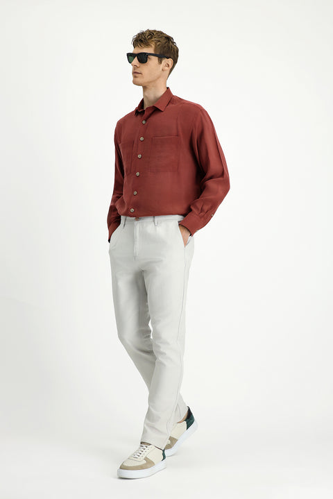 Stone Regular Fit Standard Cut Cotton Canvas / Chino Trousers