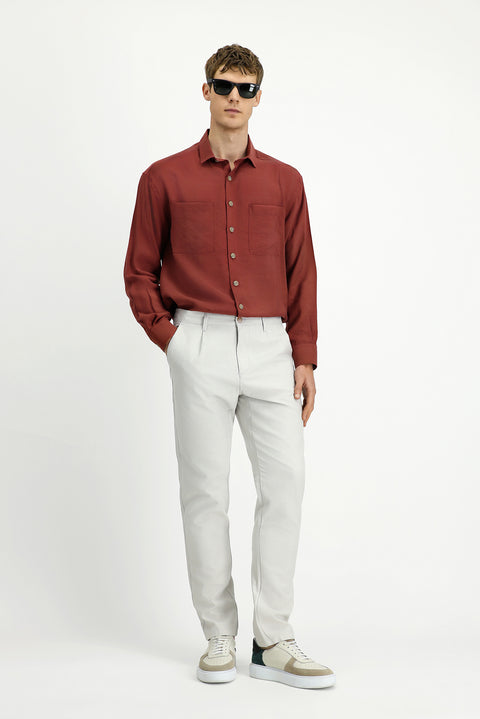 Stone Regular Fit Standard Cut Cotton Canvas / Chino Trousers