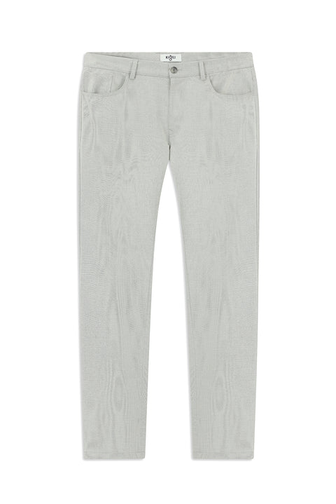 Light Gray Slim Fit Narrow Cut Patterned Lycra Canvas / Chino Trousers