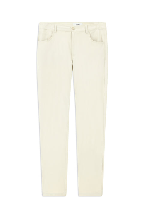 Ecru Slim Fit Narrow Cut Armure Classic Trousers
