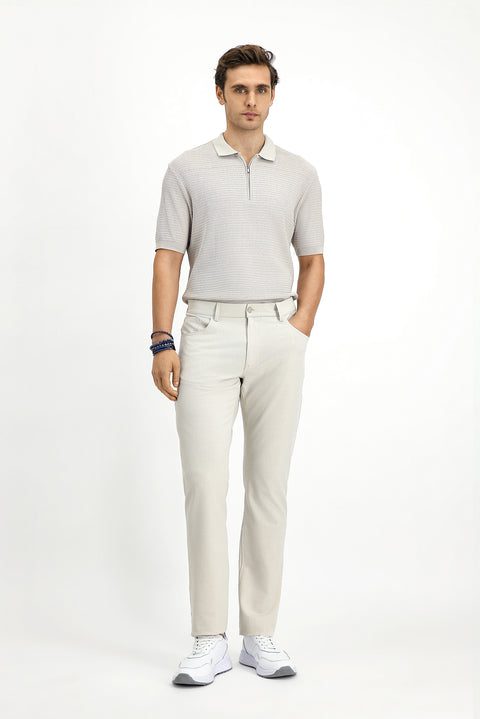 Ecru Slim Fit Narrow Cut Armure Classic Trousers