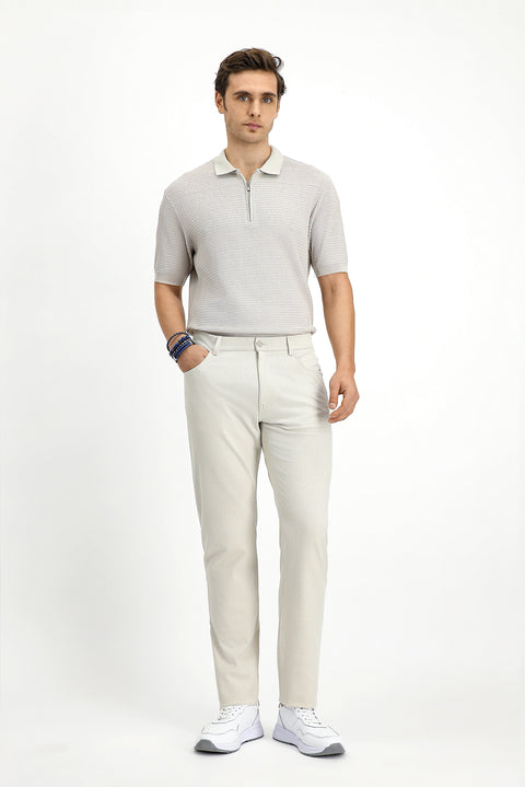 Ecru Slim Fit Narrow Cut Armure Classic Trousers