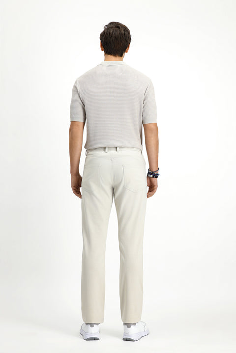 Ecru Slim Fit Narrow Cut Armure Classic Trousers