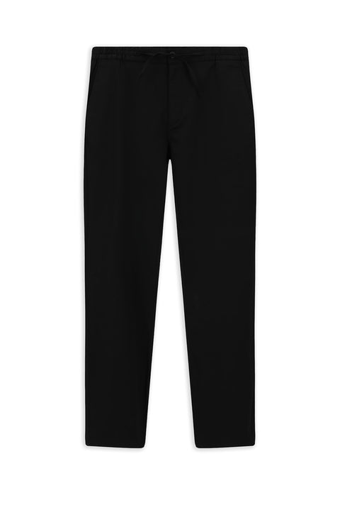 Men's Black Slim Fit Tapered Lycra Elasticated Waist Drawstring Jogger Pants
