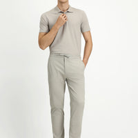 Light Gray Slim Fit Skinny Lycra Elastic Waist Drawstring Jogger Pants