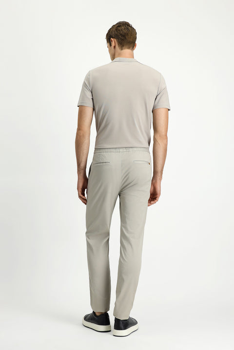 Light Gray Slim Fit Skinny Lycra Elastic Waist Drawstring Jogger Pants