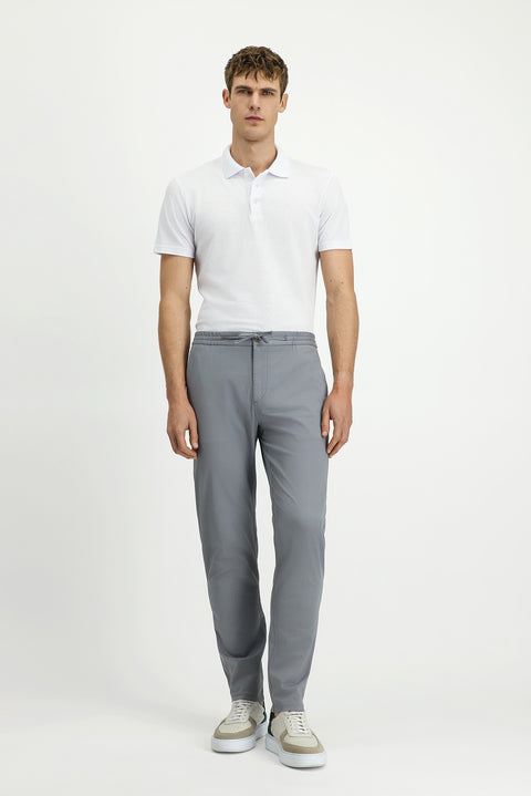 Medium Grey Slim Fit Stretch Drawstring Jogger Pants