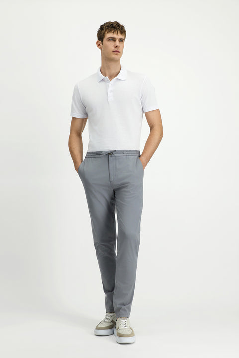 Medium Grey Slim Fit Stretch Drawstring Jogger Pants