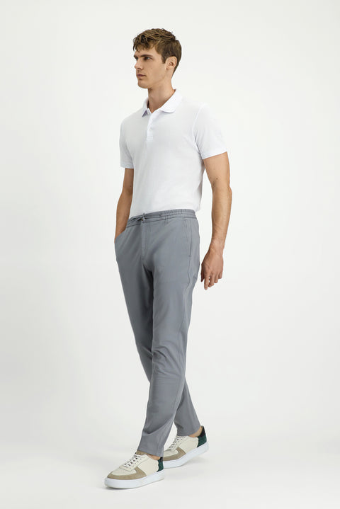 Medium Grey Slim Fit Stretch Drawstring Jogger Pants