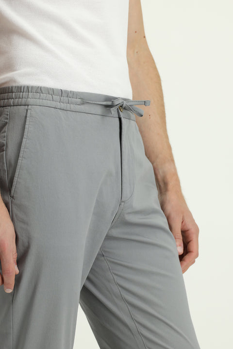 Medium Grey Slim Fit Stretch Drawstring Jogger Pants