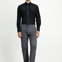 Dark Anthracite Slim Fit Stretch Waistband Drawstring Jogger Pants