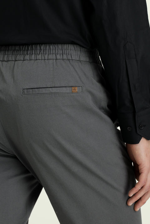 Dark Anthracite Slim Fit Stretch Waistband Drawstring Jogger Pants