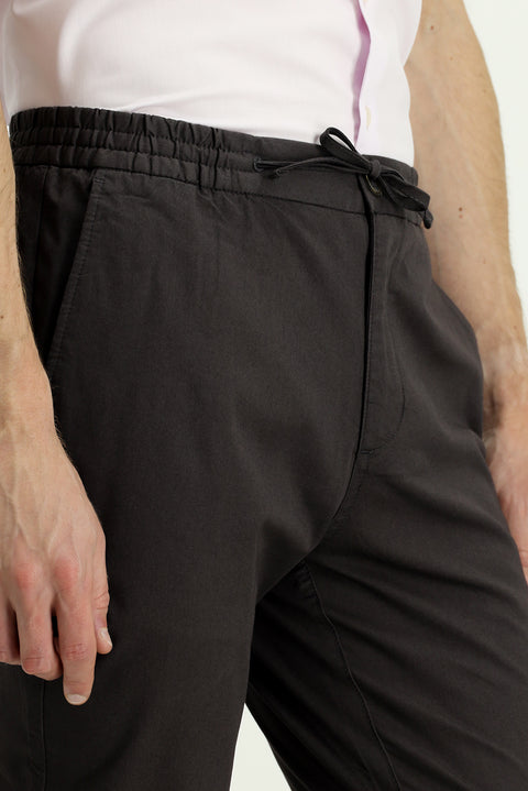 Light Brown Slim Fit Stretchable Elasticated Waist Drawstring Jogger Trousers