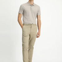Light Beige Slim Fit Skinny Lycra Elasticated Waist Drawstring Jogger Trousers