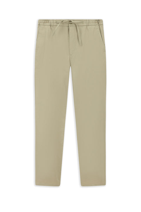 Light Beige Slim Fit Skinny Lycra Elasticated Waist Drawstring Jogger Trousers