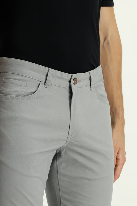 Medium Grey Slim Fit Stretch Canvas / Chino Trousers